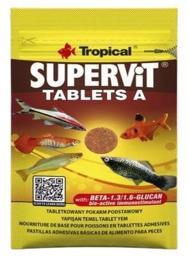 Tropical Supervit Tablet A Basic Fish Food Self-Adhesive Tablets for Daily Feeding of Omnivorous and Carnivorous Fish (10g - 20628) - Image 1